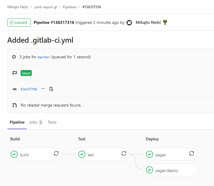 gitlab job passed